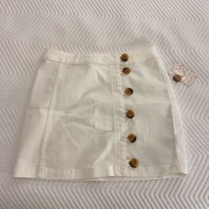 Free People White Jean Skirt